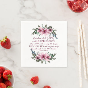 Rosa Christliche Blütenbibel Verse Isaiah 40 Serviette