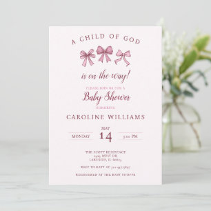 Rosa Christliche Coquette Baby Girl Child Einladung