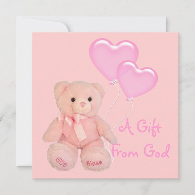 Rosa Christliche religiöse Kinderdusche Einladung (Vorderseite)