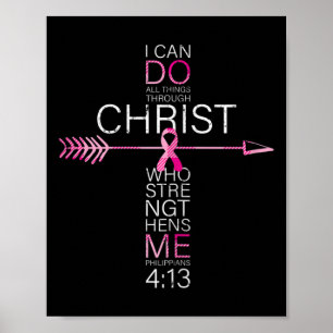 Rosa Christlicher Brustkrebs Kreuz Religiöse Bibel Poster