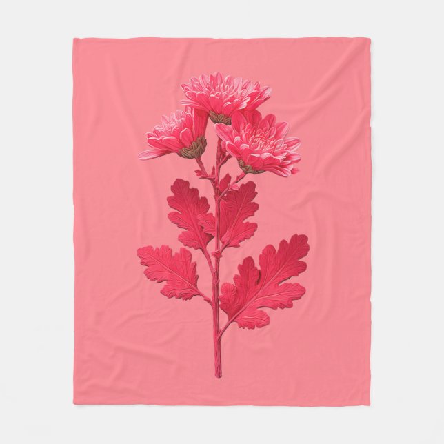 Rosa Chrysantheme  Fleecedecke (Vorderseite)