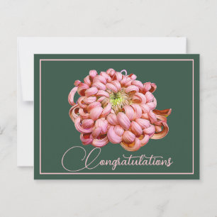 Rosa Chrysantheme grüner Hintergrund Herzlichen Gl Postkarte