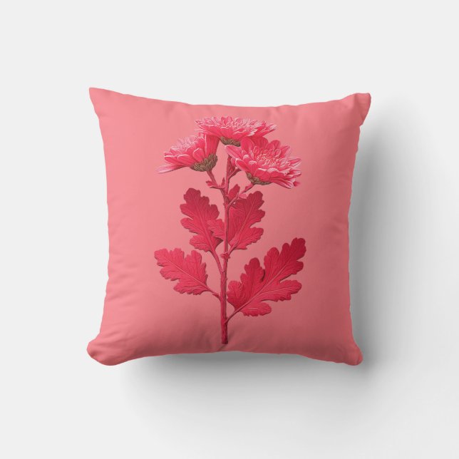 Rosa Chrysantheme  Kissen (Vorderseite)