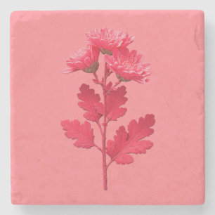 Rosa Chrysantheme Steinuntersetzer