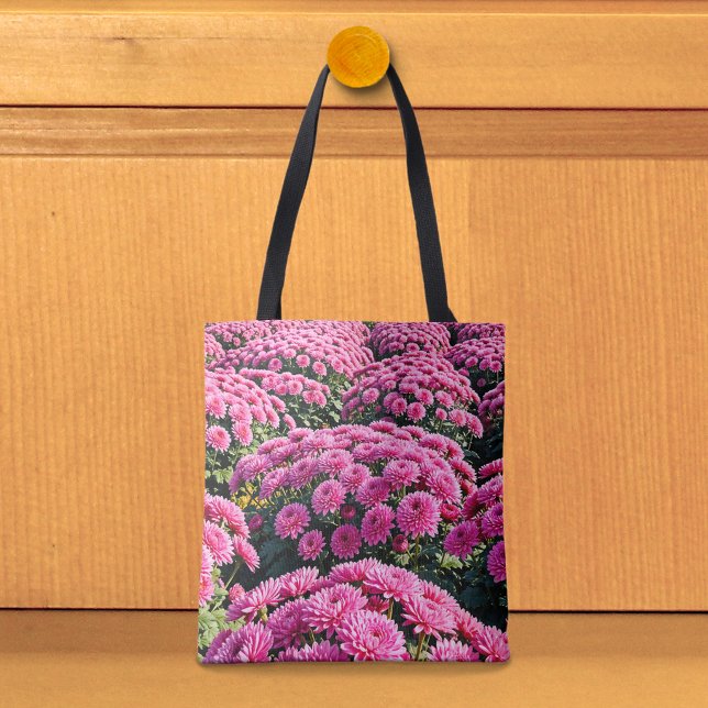 Rosa Chrysanthemen-Tragetasche Tasche (Tote bag with pink chrysanthemums)
