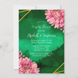 Rosa Chrysanthemum Gold Geometrische Paare Dusche Einladung