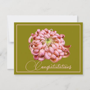 Rosa Chrysanthemum Olive Background Herzlichen Glü Postkarte