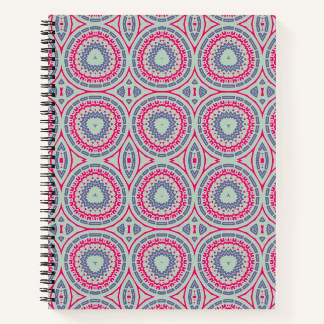 Rosa Circular Pattern Spiral Notebook Notizbuch (Vorderseite)