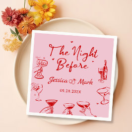 Rosa Cocktail die Nacht vor der Hochzeit Serviette