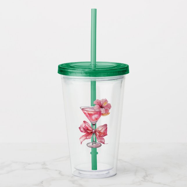 Rosa Cocktail Fl Acryltrinkbecher (Vorderseite)