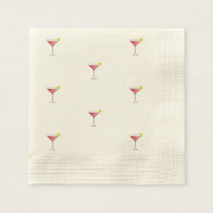 Rosa Cocktail mit einer Scheibe der Zitrone Serviette