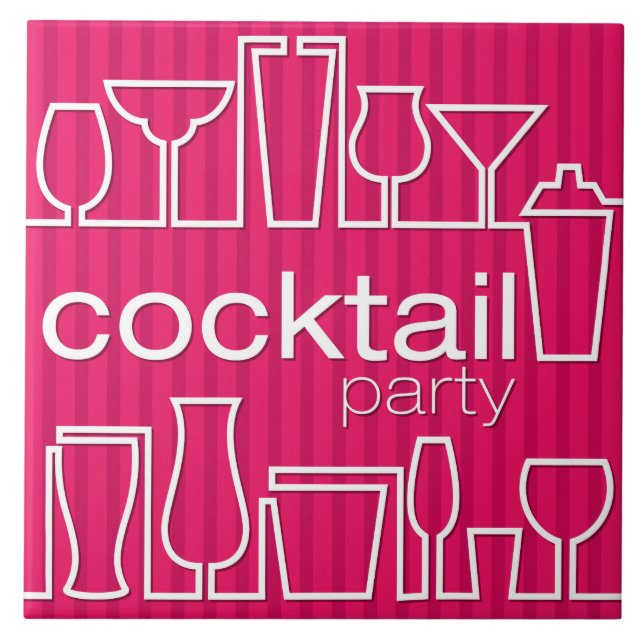 Rosa Cocktail Party Fliese (Vorderseite)