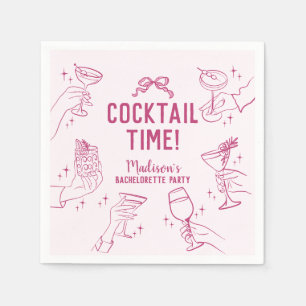 Rosa Cocktail Party Retro Junggeselinnen-Abschied Serviette