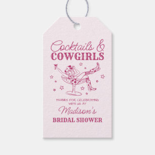 Rosa Cocktails und Cowgirls Brautparty-Geschenkver Geschenkanhänger