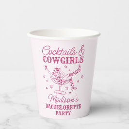 Rosa Cocktails und Cowgirls Rodeo Bachelorette Pappbecher