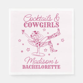 Rosa Cocktails und Cowgirls Rodeo Bachelorette Serviette