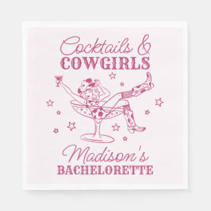 Rosa Cocktails und Cowgirls Rodeo Bachelorette Serviette