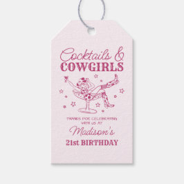 Rosa Cocktails und Cowgirls Rodeo Birthday Gefalle Geschenkanhänger
