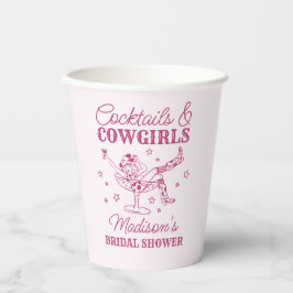 Rosa Cocktails und Cowgirls Rodeo Brautparty Pappbecher