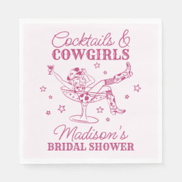 Rosa Cocktails und Cowgirls Rodeo Brautparty Serviette