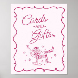 Rosa Cocktails und Cowgirls Rodeo Cards & Geschenk Poster