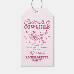 Rosa Cocktails und Cowgirls Rodeo Junggesellinnena Geschenkanhänger