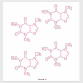 rosa Coffeinmoleküle Aufkleber