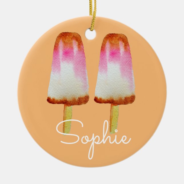 Rosa Cola popsicles Mädchen's theme Süßigkeiten Na Keramik Ornament (Vorne)