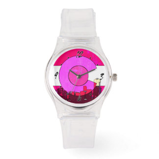 Rosa Colorado Fahne Denver Skyline rosa Uhr
