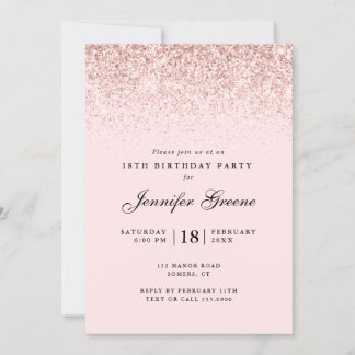 Rosa Confetti Glitzer, jedes Alter Geburtstag Einladung
