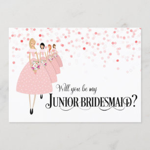 Rosa Confetti sind Sie meine Juniorbrautjungfer Einladung