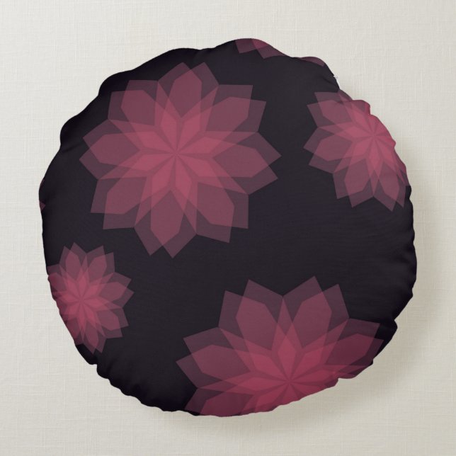 Rosa, cool, trendige, moderne Abstraktion der Blum Rundes Kissen (Rückseite)