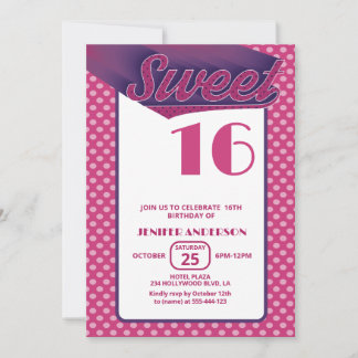 Rosa Coole Retrofett-Typografie süß 16 Einladung