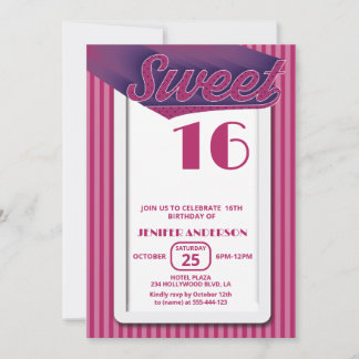 Rosa Coole Retrofett-Typografie süß 16 Einladung