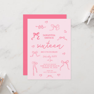 Rosa Coquette 16. Geburtstagsparty Einladung