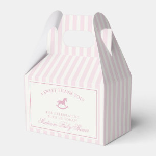 Rosa Coquette-Bogen Schaukelpferd Baby Shower Geschenkschachtel