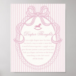 Rosa Coquette-Bogen Schaukelpferd Windel Gedanken Poster