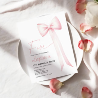 Rosa Coquette Bow 5. Geburtstag Einladung