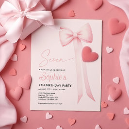 Rosa Coquette Bow 7. Geburtstag Einladung