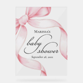 Rosa Coquette Bow Baby Dusche Akryllische Beschrif Acrylschild
