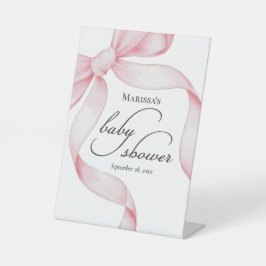 Rosa Coquette Bow Baby Dusche Akryllische Beschrif Sockelschild