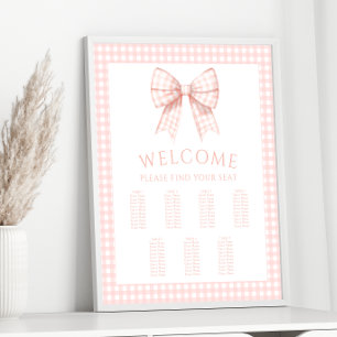 Rosa Coquette Bow Baby Girl Shower Chart Poster