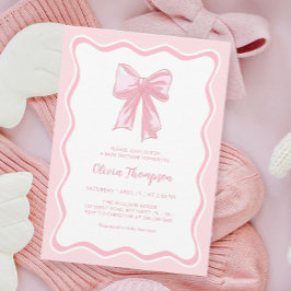 Rosa Coquette Bow Babydusche Einladung