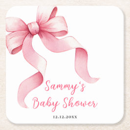 Rosa Coquette Bow Babydusche Rechteckiger Pappuntersetzer