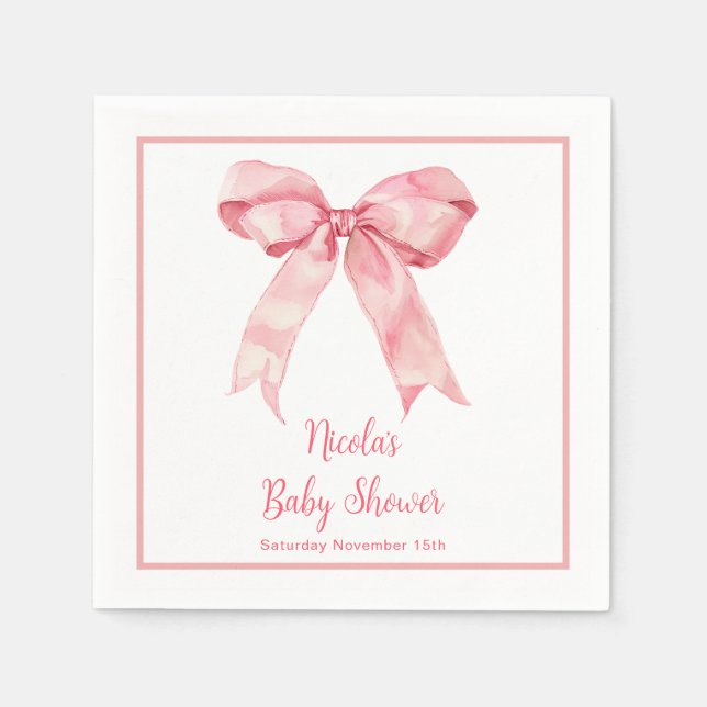 Rosa Coquette Bow Babydusche Serviette (Vorderseite)