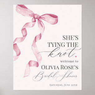 Rosa Coquette Bow Brautparty Begrüßungszeichen Poster
