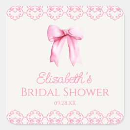 Rosa Coquette Bow Brautparty Quadratischer Aufkleber