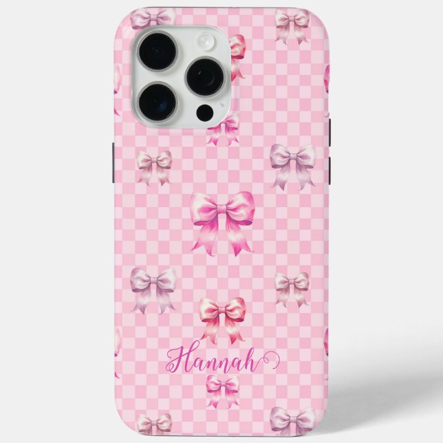 Rosa Coquette Bow Checkerboard Case-Mate iPhone Hülle (Rückseite)