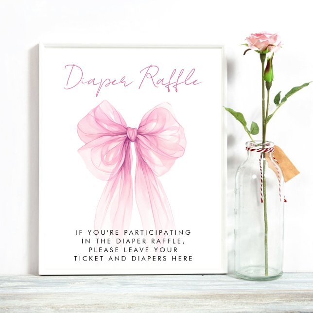 Rosa Coquette Bow Diaper Raffle Baby Girl Dusche Poster (Von Creator hochgeladen)