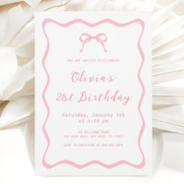 Rosa Coquette Bow Geburtstagspartei Erwachsene Einladung